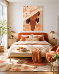 Retro Vintage Style Wall Art Featuring Stylish Lady With Hat And Earrings