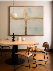 Gold Modern Abstract Minimalist Canvas Painting Acrylic Large Cross Abstract Wall Art Framed