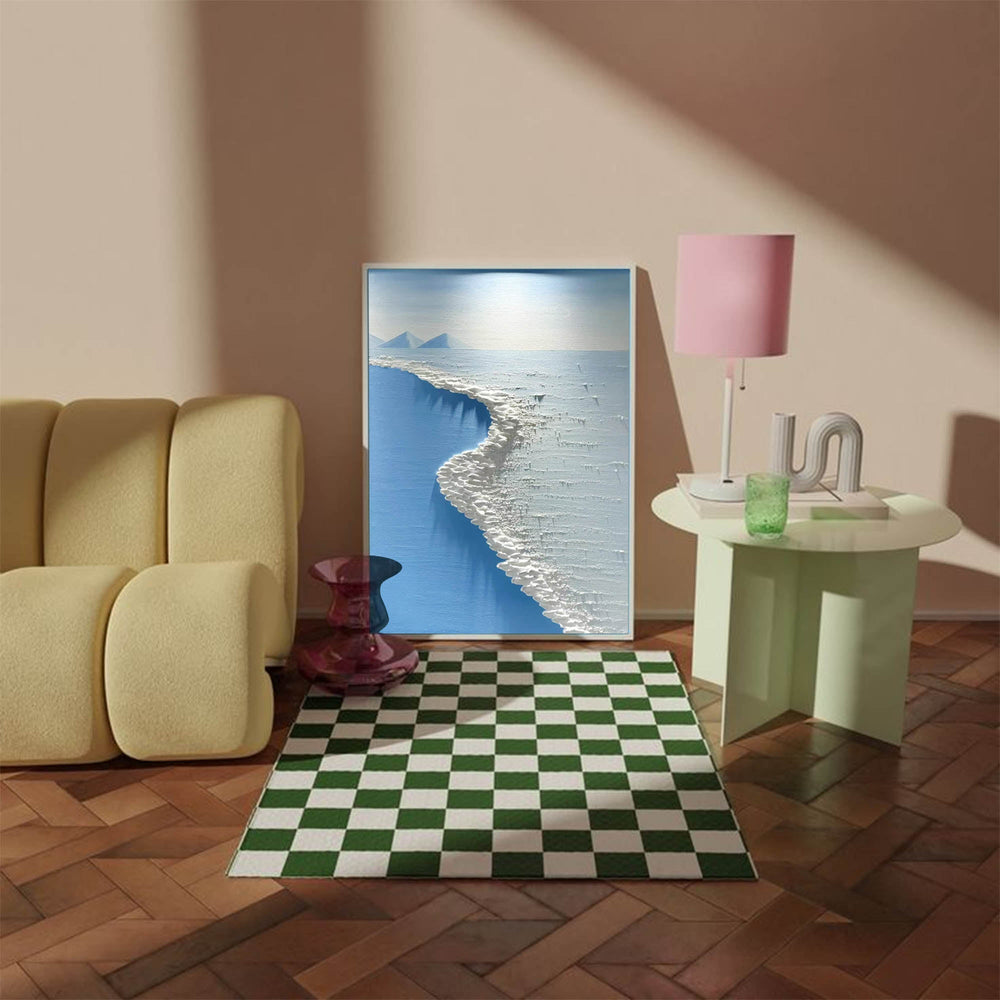Original Sea Abstract Oil Painting Large blue Sea 3D Texture Painting Ocean Canvas Wall Art Living Room Decor