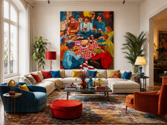 Unique Colorful Group Portrait Art Painting Ideal Gift For Art Lovers And Housewarming Celebration