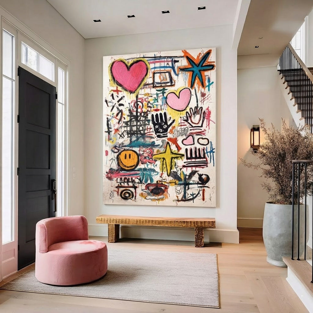 Bold Colorful Abstract Art With Expressive Graffiti Elements For Home