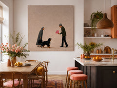 Romantic Anniversary Gift Artwork Senior Couple And Pet Original Oil Painting