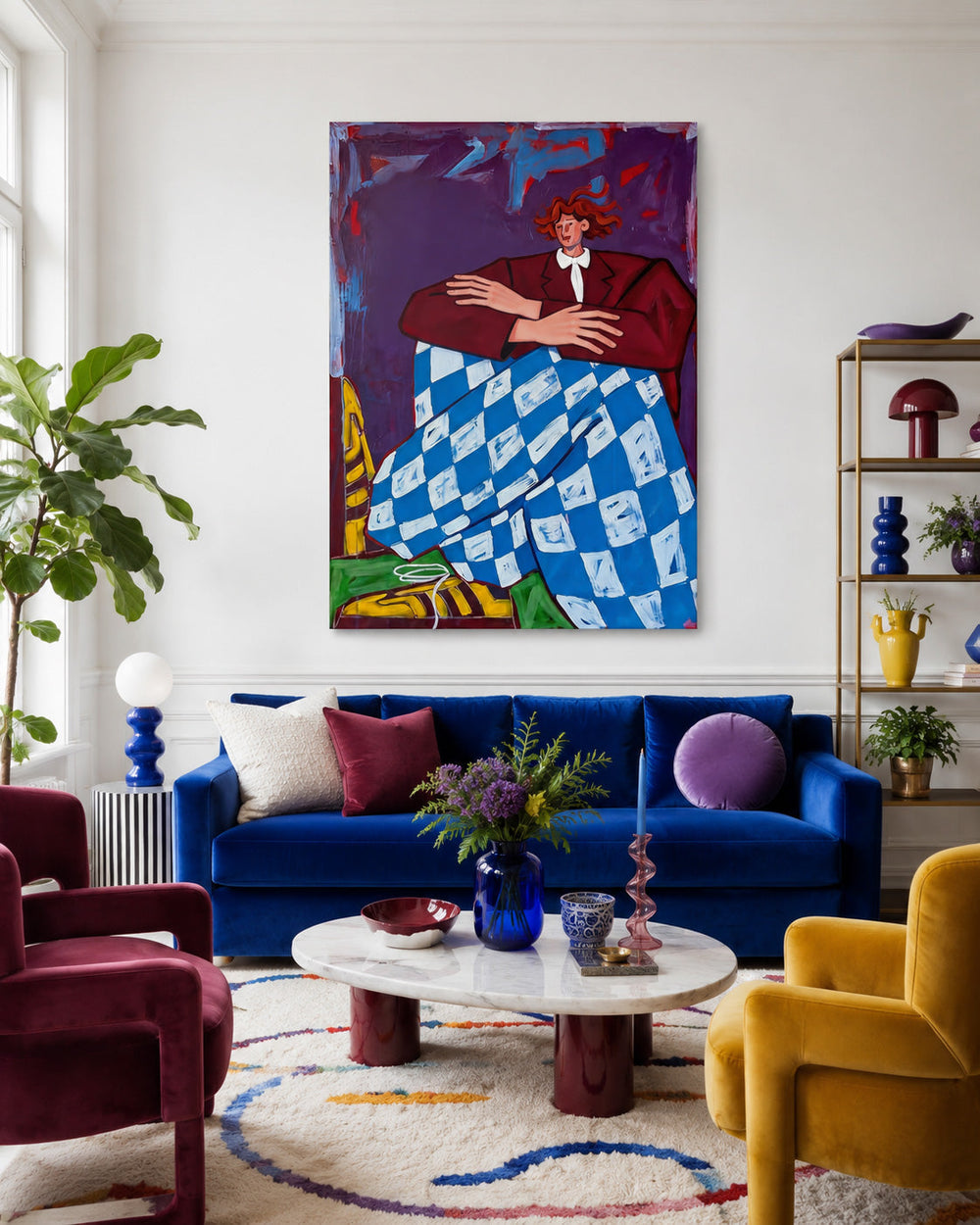 Unique Hand Painted Portrait Of A Man In Retro Style For Art Lovers