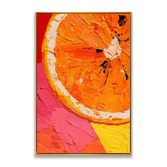 Citrus Burst – 3D Textured Orange Slice Oil Painting, Colorful Abstract Kitchen Wall Art