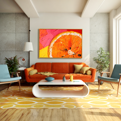 Citrus Burst – 3D Textured Orange Slice Oil Painting, Colorful Abstract Kitchen Wall Art