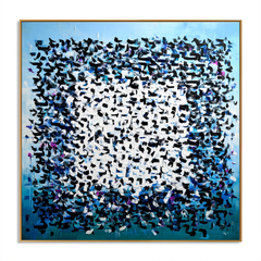 Blue Cipher – Contemporary Geometric Abstract Oil Painting hand-painted wall art