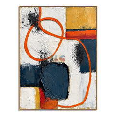 Burnt Orange Path – Abstract Geometric Wall Art hand-painted wall art