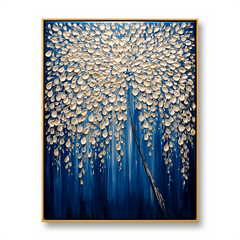 Celestial Veil – Textured Abstract Floral Tree Oil Painting