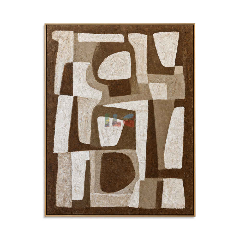 Earth Tone Geometry – Abstract Organic Textured Wall Art hand-painted wall art