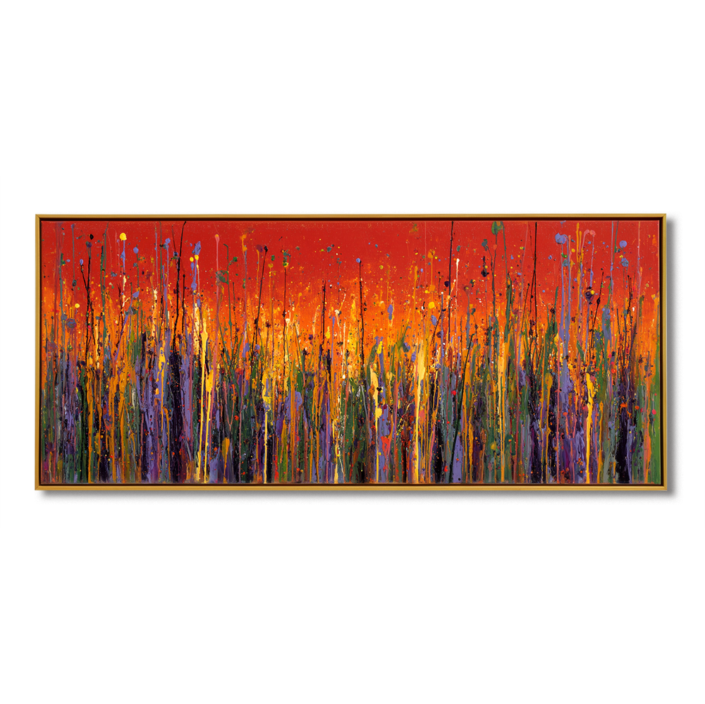 Ember Field – Large Textured Abstract Panoramic Oil Painting hand-painted wall art