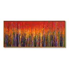 Ember Field – Large Textured Abstract Panoramic Oil Painting hand-painted wall art