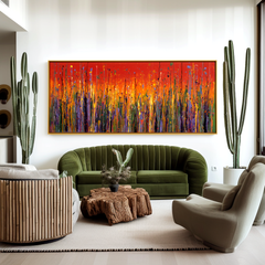Ember Field – Large Textured Abstract Panoramic Oil Painting