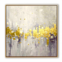 Golden Echoes – Abstract Gold Leaf Oil Painting, Modern Textured Wall Art