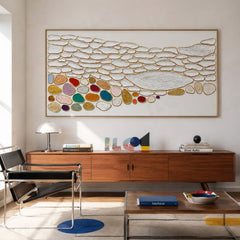 Golden Riverbed Mosaic – Abstract Textured Wall Art
