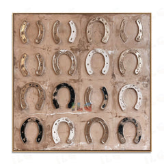 Horseshoe Grid – Wabi Sabi Textured Wall Art hand-painted wall art