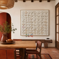Ivory Bloom Grid – Abstract Textured Wall Art