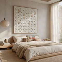 Ivory Bloom Grid – Abstract Textured Wall Art