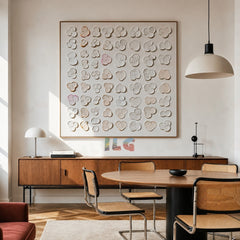 Ivory Bloom Grid – Abstract Textured Wall Art