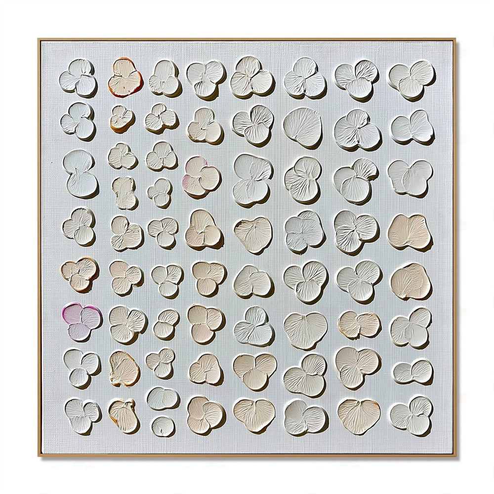Ivory Bloom Grid – Abstract Textured Wall Art hand-painted wall art