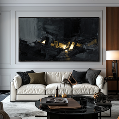 Obsidian Luminary – Textured Abstract Oil Painting