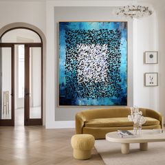 Ocean Cipher – Contemporary Blue Abstract Oil Painting