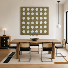 Olive Dot Grid – Minimalist Geometric Wall Art