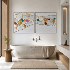 Pearlstone Passage – Abstract Textured Diptych Wall Art