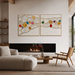 Pearlstone Passage – Abstract Textured Diptych Wall Art