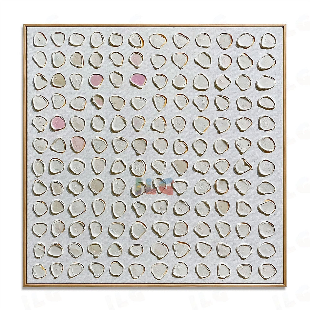 Porcelain Pebble Rhythm – Abstract Textured Wall Art hand-painted wall art