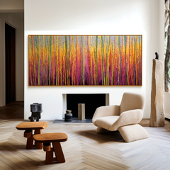 Radiant Horizon – Large Textured Abstract Panoramic Oil Painting