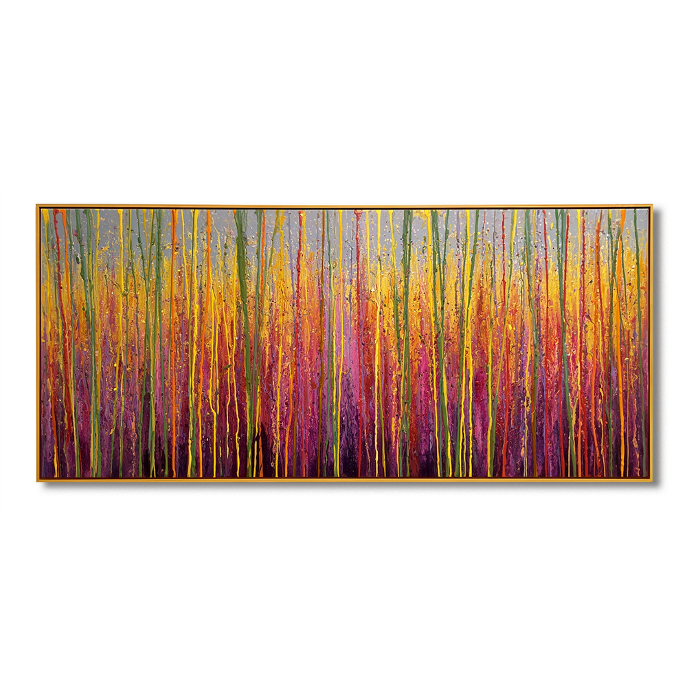 Radiant Horizon – Large Textured Abstract Panoramic Oil Painting hand-painted wall art