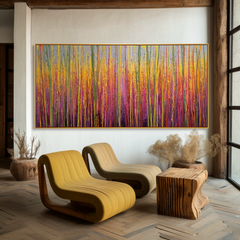 Radiant Horizon – Large Textured Abstract Panoramic Oil Painting