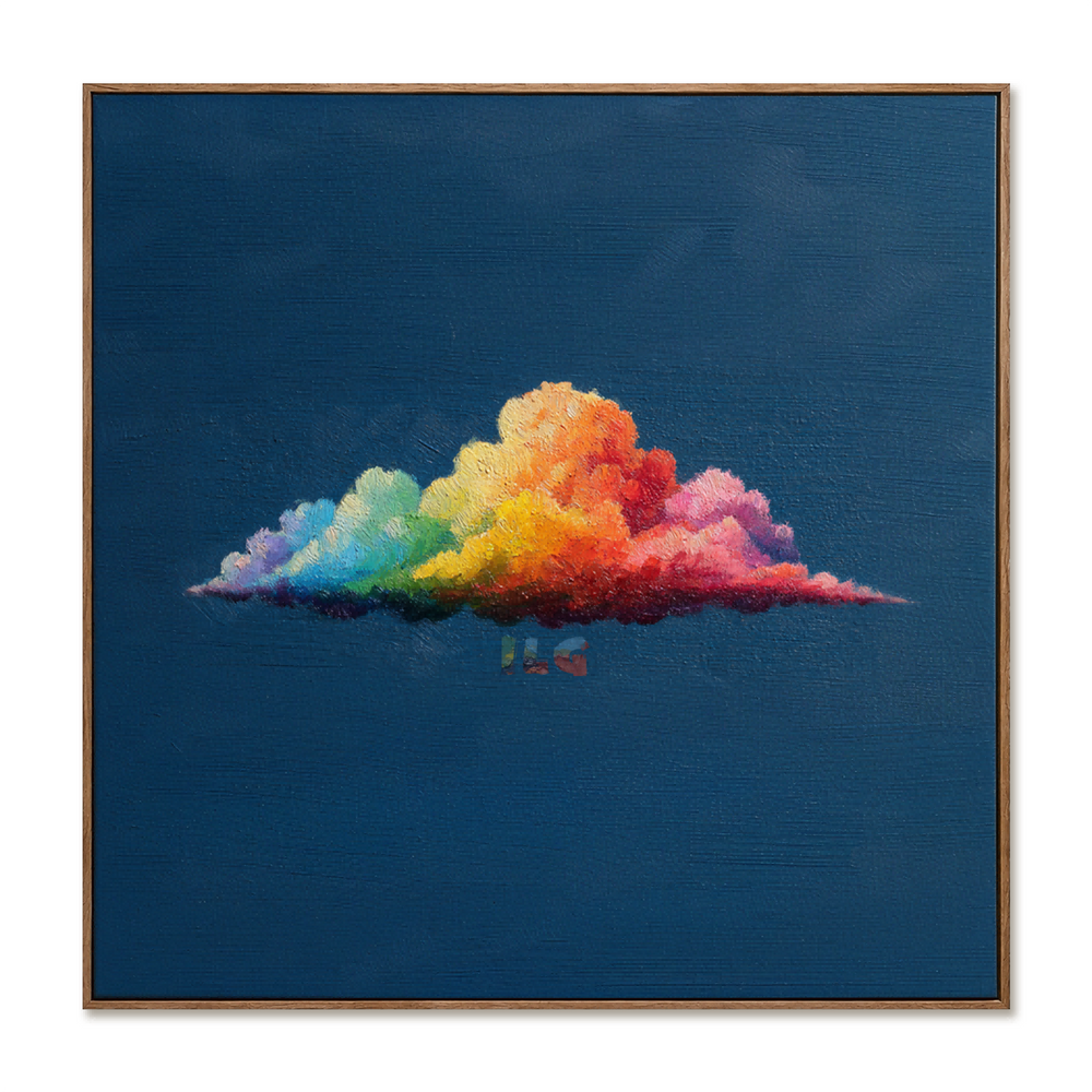 Rainbow Cloud Horizon – Abstract Textured Wall Art hand-painted wall art