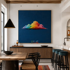 Rainbow Cloud Horizon – Abstract Textured Wall Art