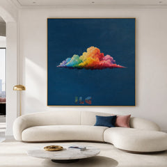 Rainbow Cloud Horizon – Abstract Textured Wall Art