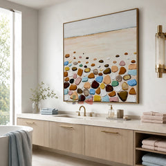 Shoreline Pebble Calm – Textured Coastal Wall Art