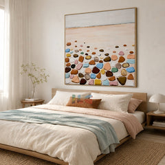 Shoreline Pebble Calm – Textured Coastal Wall Art