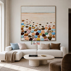 Shoreline Pebble Calm – Textured Coastal Wall Art