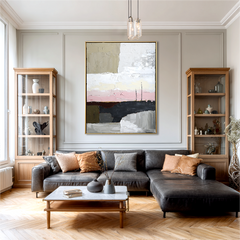 Blush Horizon – Textured Abstract Landscape Canvas Art