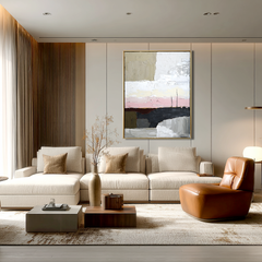 Blush Horizon – Textured Abstract Landscape Canvas Art