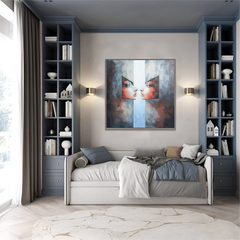 Dual Reflections – Abstract Figurative Oil Painting, Modern Surreal Portrait Wall Art