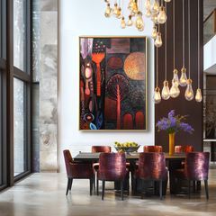 Ember Forest – Abstract Woodland Nightscape Painting