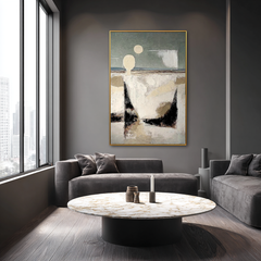 Pale Horizons – Textured Coastal Abstract Art
