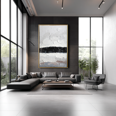 Snowline Echo – Textured Abstract Winter Landscape Canvas Art