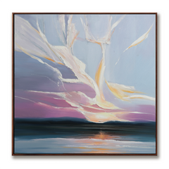 Whispers of Dawn – Abstract Textured Seascape Oil Painting, Modern Minimalist Wall Art