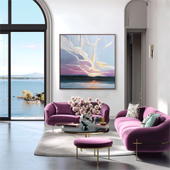 Whispers of Dawn – Abstract Textured Seascape Oil Painting, Modern Minimalist Wall Art