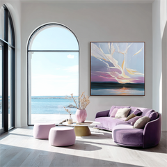 Whispers of Dawn – Abstract Textured Seascape Oil Painting, Modern Minimalist Wall Art