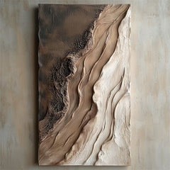 Earthly Tides – Textured Abstract Vertical Oil Painting in Earth Tones
