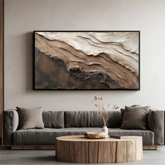 Earthly Tides – Textured Abstract Vertical Oil Painting in Earth Tones