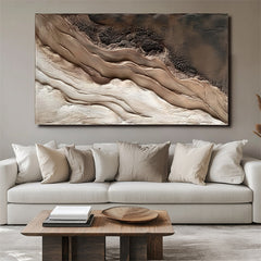 Earthly Tides – Textured Abstract Vertical Oil Painting in Earth Tones
